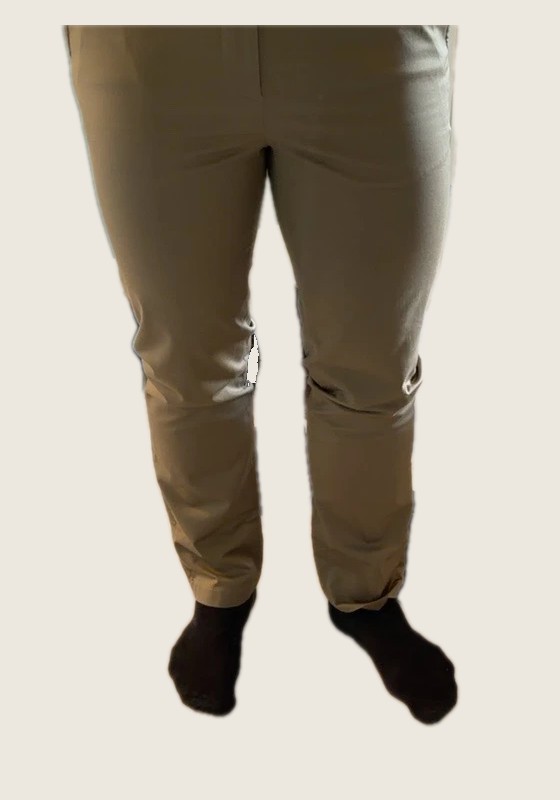 Slim chinos: tight across the thighs and calves.