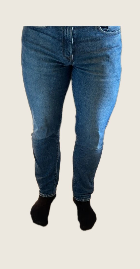 My regular-fit jeans: tight across the thighs and calves.